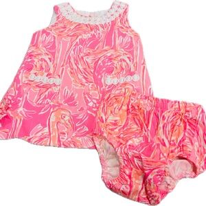 Lilly Pulitzer Pink and Orange Infant Dress size 3-6 mo